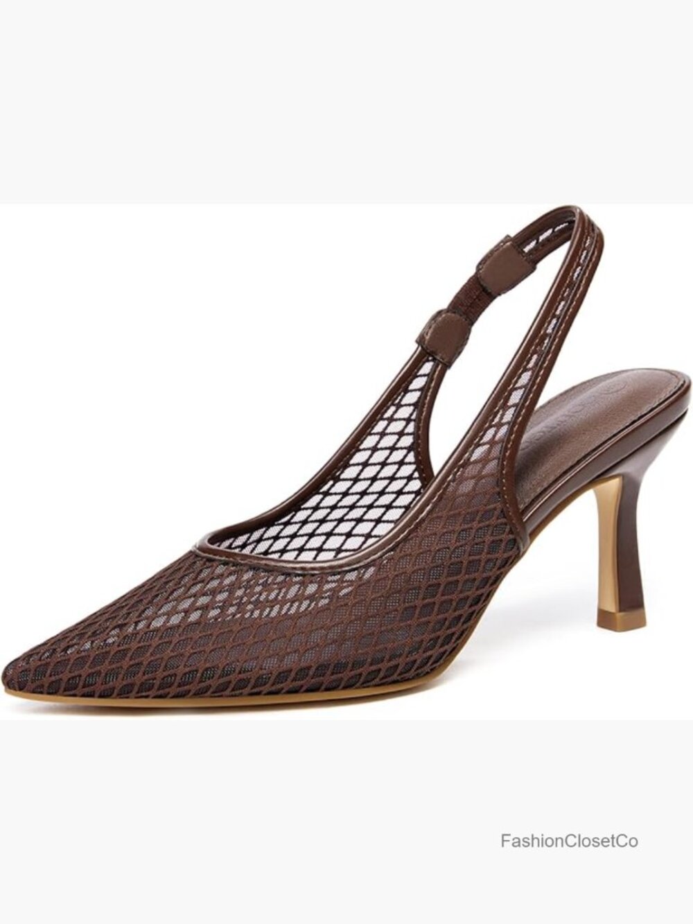 Mesh Slingback Kitten Heels Pointed Toe Low Heel Pumps Dress Shoes